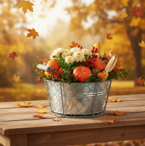 Artikel Pflanzkorb mit Einsatz, Drahtkörbchen, Pflanzgefäß Frühling Silbern, Weiß gewaschen, Shabby Chic Ø22cm H17,5cm