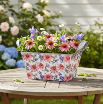Artikel Jardiniere Frühling Blumenkasten Metall Deko 20×12,5×10cm