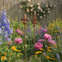 Artikel Gartenstecker Metall Rostoptik Lilie und Lanze 60cm Outdoor