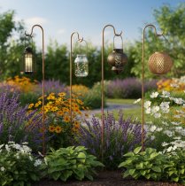 Artikel Gartenstab mit Haken Rost Deko Metall 80cm Set 3 Stäbe