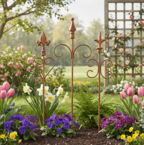 Artikel Vintage Gartendeko Stab Edelrost Metall Antiklook Set 3 Stk 58cm