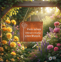 Artikel Deko Schild Metall mit Spruch Rost Pusteblume 35×30cm