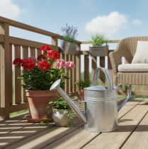 Artikel Deko Gießkanne Retro Design Metall Silber 42x15,5x27cm Vintage Balkondeko Blumentopf
