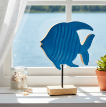 Artikel Handgefertigte Holzfisch Figur aus Mangoholz in Blau 22cm – Deko für maritime Gestaltung