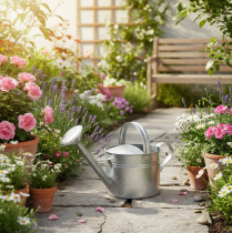 Artikel Zink-Gießkanne Vintage Deko 27cm - Pflanzkanne für Garten und Terrasse, Metall Blumenkübel