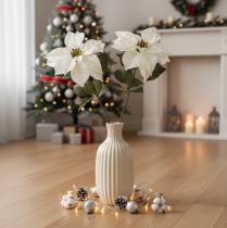 Artikel Künstlicher Weihnachtsstern Weiß 65cm Blütenzweig Kunststoff 2 Stück