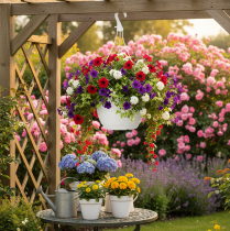 Artikel Blumen Ampel 25cm Weiß