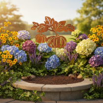 Artikel Gartenstecker Metall Kürbis Motiv 100cm Rostoptik