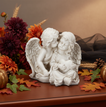 Artikel Engel-Skulptur Kinderengel-Paar mit Herz 24 cm Creme/Grau