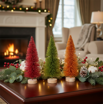 Artikel Künstlicher Tannenbaum Set 31cm 3-teilig Grün Rot Orange Innenbereich