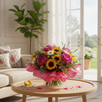 Artikel Blumenmanschette rund Polypropylen 38 cm pink für Blumensträuße
