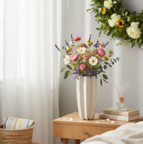 Artikel Keramikvase gerillt 38cm mattgrau Taupe für Trockenblumen