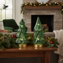 Artikel Glas-Tannenbaum mit LED, 13 cm, grün, 2er-Set, Innenbereich