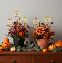 Artikel Dekostecker aus Holz Kürbis 31 cm 12 Stück Halloween Herbst