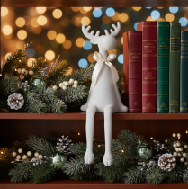 Artikel Weihnachtsfigur Rentier 54cm Kantenhocker Hellgrau Kunststoff beflockt