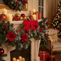 Artikel Dekoschleifen Rot 11cm mit Clip 4 Stück Textil für Weihnachtsdekoration