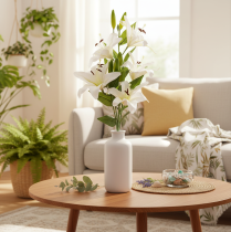 Artikel Lilien Kunstblume mit 6 weißen Blüten 66 cm Kunststoff