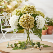 Artikel Künstliche Hortensie 60cm Creme-Grün mit Drahtkern