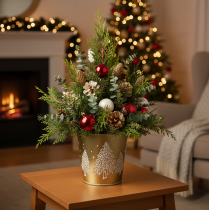 Artikel Metall Eimer Tannenbaum Übertopf Gold Ø12cm H11,5cm