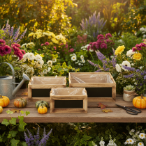 Artikel Holzkisten-Set mit Tafel und Folieneinsatz 3 Größen naturfarben 30cm