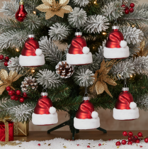 Artikel Weihnachtskugel Nikolausmütze Glas 8cm Rot Weiß 6er-Set
