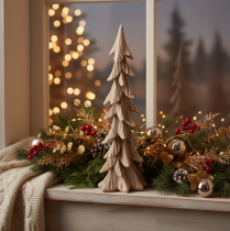 Artikel Deko Tannenbaum Kunststoff Braun beflockt 44cm Tischdeko Innenbereich