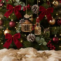 Artikel Christbaumschmuck-Set Glas Parfumflakon und Lippenstift Leopardenmuster 6x10cm, 3x11cm
