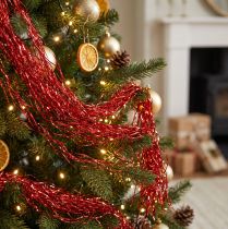 Artikel Christbaumschmuck Weihnachten, gewelltes Lametta Rot schimmernd 50cm