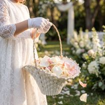 Artikel Hochzeit Streukörbchen Weiß 24x17cm Blumenkinder Deko Vintage Hochzeit
