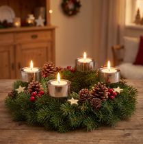 Artikel Teelichthalter zum Stecken Adventskranz Silber Ø4cm 8 St