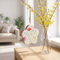 Artikel Dekohänger Blume Holz Glanz Weiß Farbig Ø9,5cm 20cm