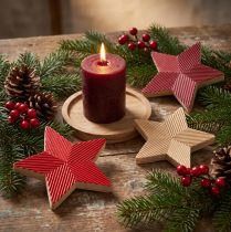 Artikel Sterne Holz Weihnachtssterne geriffelt Rot Natur 11cm 3 St