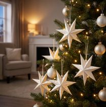 Artikel Papierstern Weihnachtsanhänger Weiß 10cm 8er Set Deko