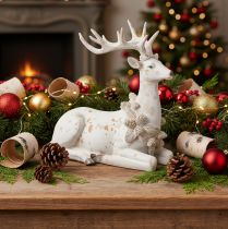 Artikel Dekofigur Hirsch sitzend Polyresin Weiß 30cm