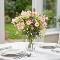 Artikel Kunstblumenstrauß Creme Rosa Lila Grün Tischdeko elegant