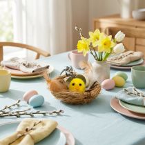 Artikel Osterdeko Küken im Nest mit Federn Tischdeko Osternest Ø9cm