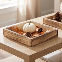 Artikel Quadratische Holztabletts Natur 15x15 cm im 4er-Set für vielseitige Deko-Ideen