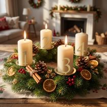 Artikel Kerzenringe Metall Ø 3 cm Gold Zahlen 1–4 Set 4 Stück für Stabkerzen Adventskranz