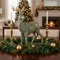 Artikel Hirschfigur aus Polyresin 43cm stehend grün mit goldfarbenen Akzenten