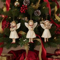 Artikel Deko-Engel Baumschmuck 10 cm Polyresin Beige Weiß Rot 3er-Set