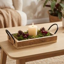 Artikel Holztablett mit Griffen Deko Tablett Natur Schwarz 30×17×5cm