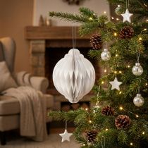 Artikel Wabenkugel Weihnachtskugel Papier Weiß FSC Ø15cm H20cm