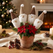 Artikel Dekostecker Wichtel Weiß Braun Winterzauber Weihnachten 4er-Set 4x11cm