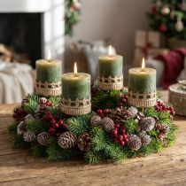 Artikel Antiker Adventskranz-Kerzenhalter Gold mit Ornamenten Ø7cm H12cm 4er Set
