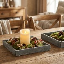 Artikel Tablett Holz eckig Grau Weiß 2St – Shabby Chic Deko für Floristen