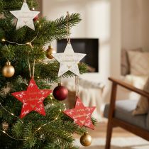 Artikel Holzsterne Weiß Rot Frohe Weihnachten Ø10,5cm 12St