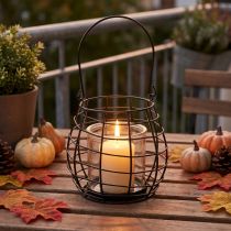 Artikel Gartenlaterne mit Henkel Schwarz Windlicht Glas Ø17cm H15cm