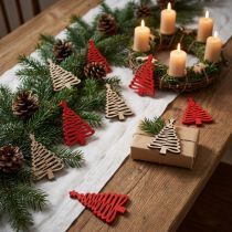 Artikel Streuteile Holz Tanne mit Stern Natur Rot Weihnachtsdeko Tischdeko 72er-Set 3x4,5cm
