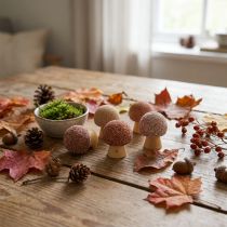 Artikel Streudeko Holzpilze Mini für kreative Herbstdeko, Natur-Optik, 2cm, Set 24St