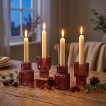 Artikel Glas Kerzenhalter Set Berry - Stab- & Teelichter - Retro Design - 4er-Set